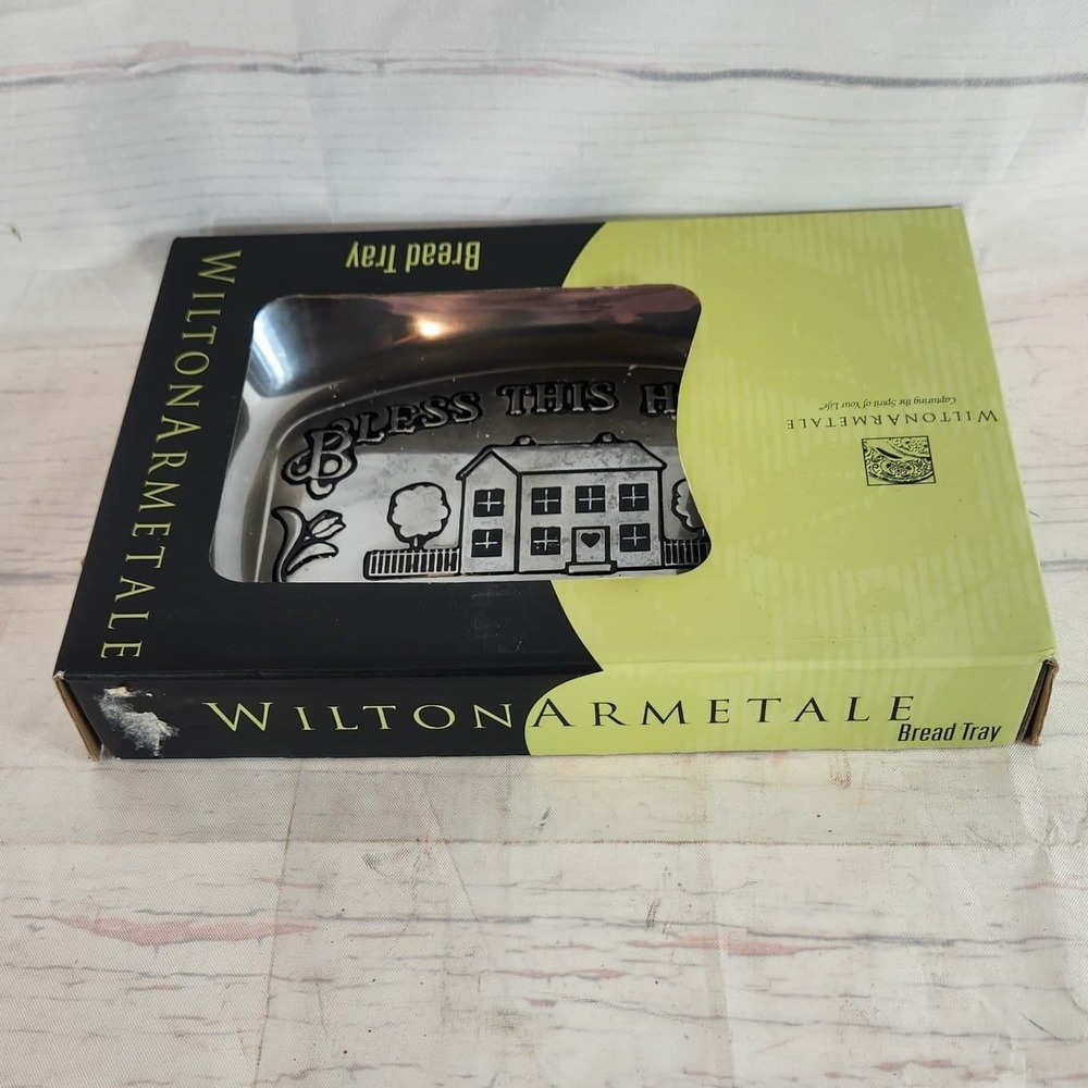 Wilton Armetale Bread Tray Silver Bless This House Polished Metal